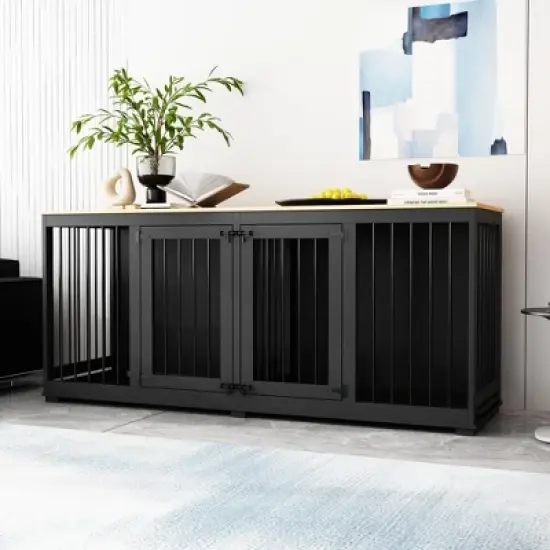 Famapy Indoor Furniture Kennel with Removable Partition Bottom Tray for 2 Dogs image {4}