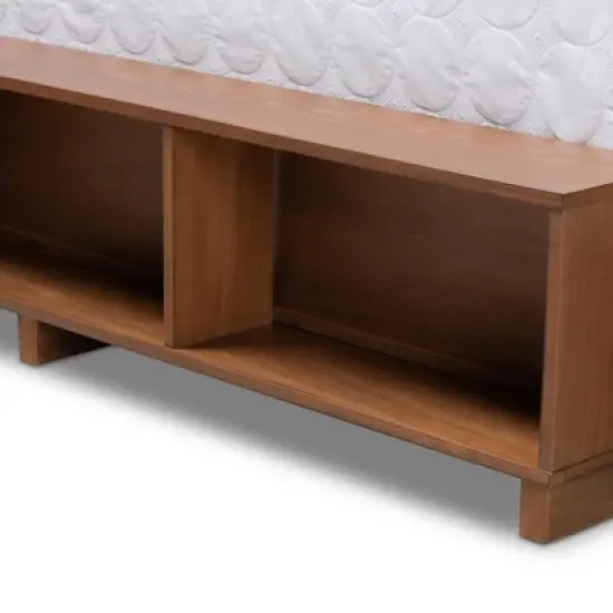 4 Drawer Vita Modern Transitional Wood Platform Storage Bed Walnut/Brown - Baxton Studio image {6}