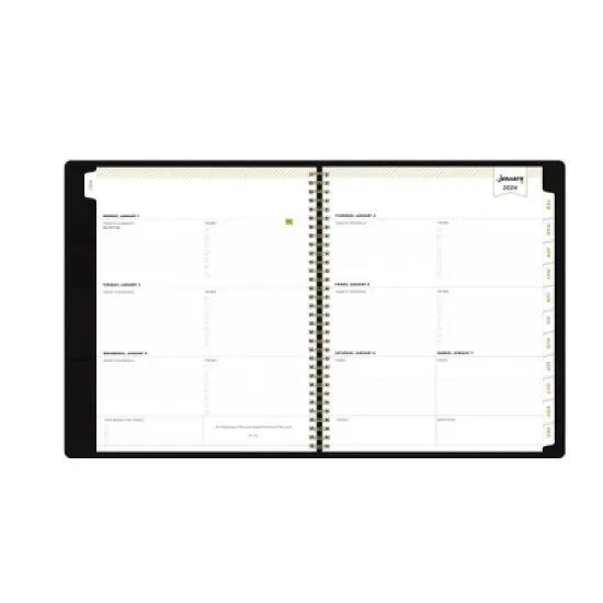 Day Designer 2024 Planner 8.5"x11" Weekly/Monthly Faux Leather Black image {4}