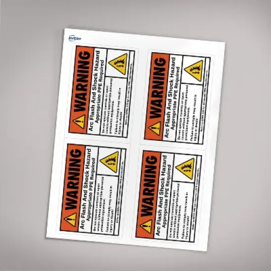 Avery Arc Flash/Shock Warning Labels, Waterproof, UV Resistant, Preprinted, 3.5" x 5", 20 Warning Decal Labels image {5}