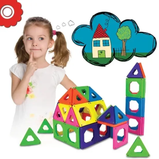 Discovery Kids Magnetic Tile Building Blocks Set 50pc image {2}
