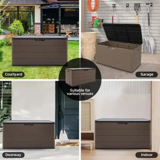 Yardgrace Multi Functional Outdoor Storage Box with Wheel Options image {9}