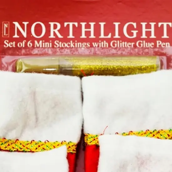 Northlight Pack of 6 Traditional Mini Christmas Stockings with Gold Glitter Pen image {2}