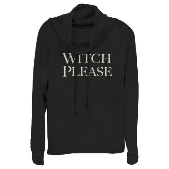 Junior's CHIN UP Halloween Witch Please Text Cowl Neck Sweatshirt image {2}