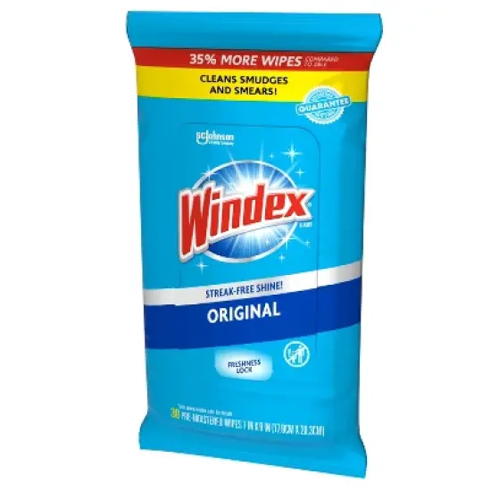 Windex Original Glass and Surface Pre-Moistened Wipes Window Cleaner - 38ct image {8}