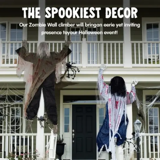 Joyfy 47" Halloween Climbing Dead Zombies Wall Decoration 2 Pack, Outdoor Haunted House Prop, Yard Lawn Garden Party Decor Supplies image {2}