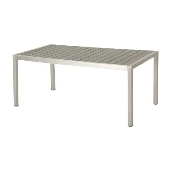 70'' Aluminum Rectangular Outdoor Dining Table for 6, Modern Outdoor Dining Table with Faux Wood Slatted Top for Deck or Garden-Coolbibila image {4}