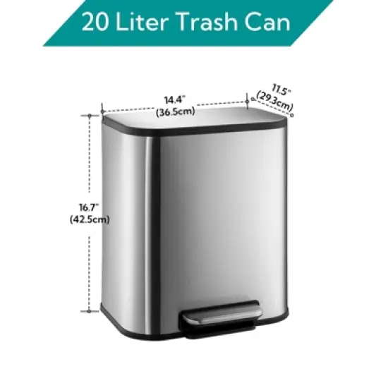 Bathroom Trash Can, Garbage Can, Small Step On Trash Can with Soft Close Lid Foot Pedal & Inner Bucket for Kitchen Home Office image {6}