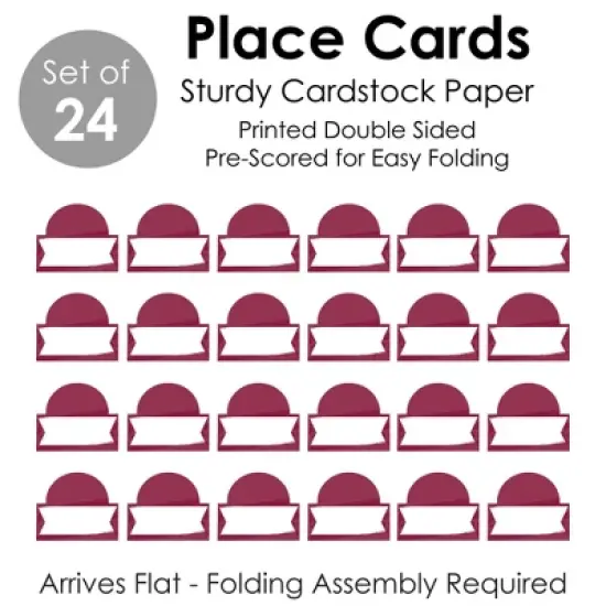 Big Dot of Happiness Burgundy Elegantly Simple - Guest Party Favors Tent Buffet Card - Table Setting Name Place Cards - Set of 24 image {4}