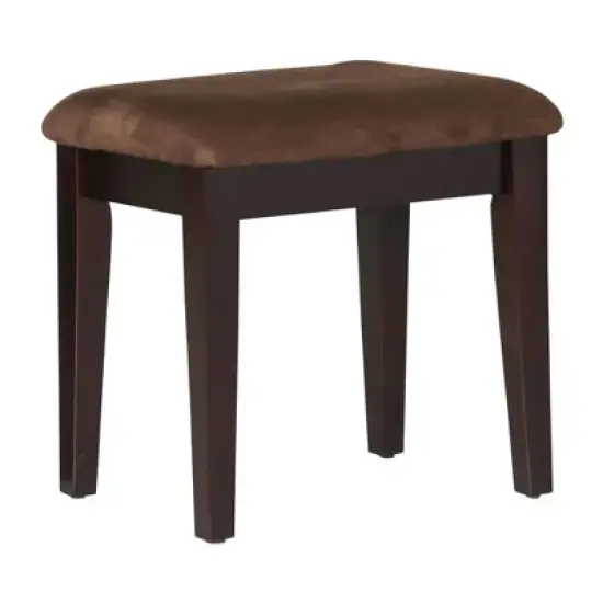 Wooden Vanity Table with 3 Panel Mirror and Padded Stool Brown - Benzara image {3}