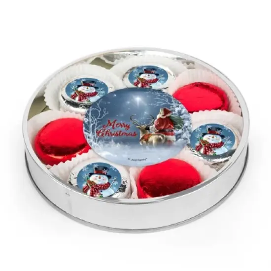Merry Christmas Snowman Chocolate Covered Oreos Large Plastic Gift Tin image {3}