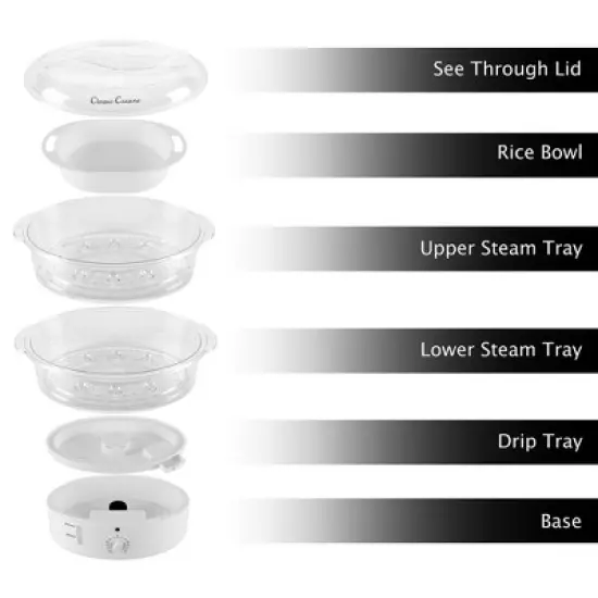 Vegetable Steamer and Rice Cooker - 6.3 Quart Electric Steamer for Cooking Healthy Fish, Eggs, Vegetables, Rice, and Baby Food by Classic Cuisine image {2}