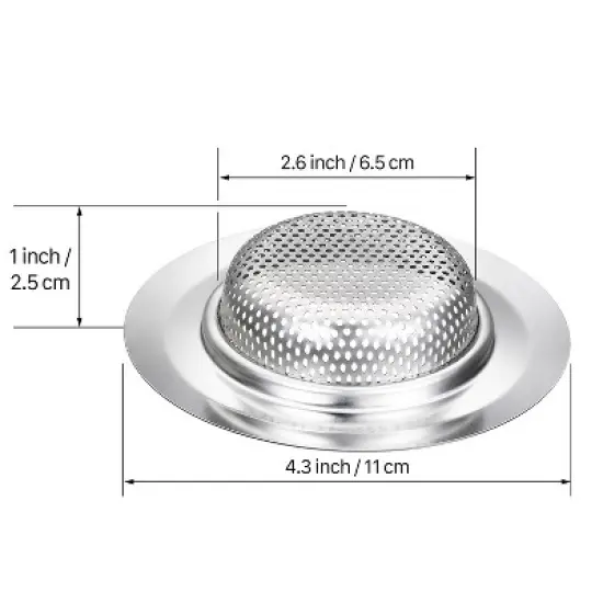 Garnen 2 Pack Kitchen Sink Drain Strainer, Stainless Steel Mesh Sink Strainer Basket, Sink Food Catcher, Shower Drain Hair Catcher For Bathroom, 4.3" image {1}