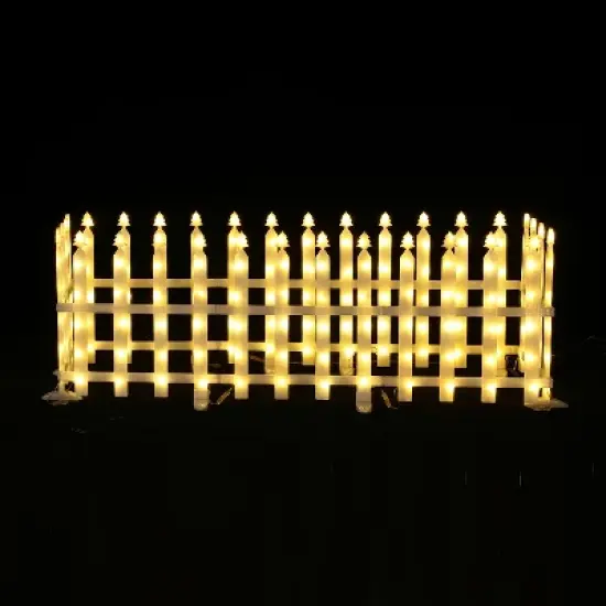 LuxenHome 8-Piece Light Show Fence Design Outdoor Holiday Decoration White image {5}