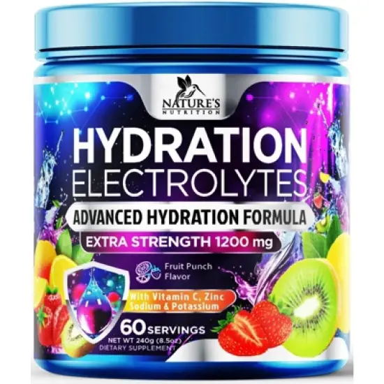 Daily Electrolyte Drink Mix Best Multivitamin Hydration Supplement 6 Electrolyte - 60 Servings By Nature's Nutrition image {7}
