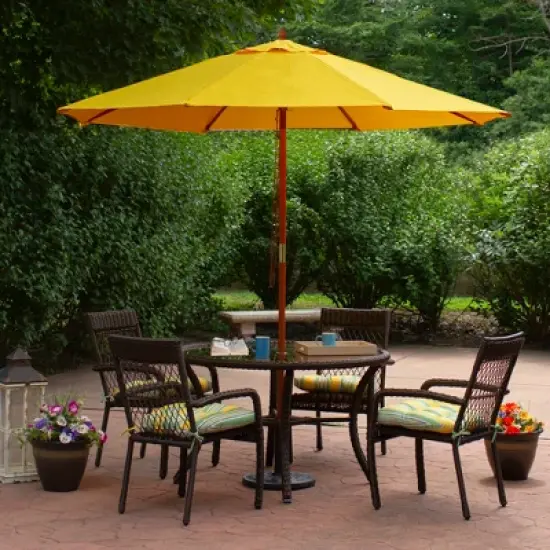 Northlight 8.5ft Outdoor Patio Market Umbrella with Wooden Pole, Yellow image {1}