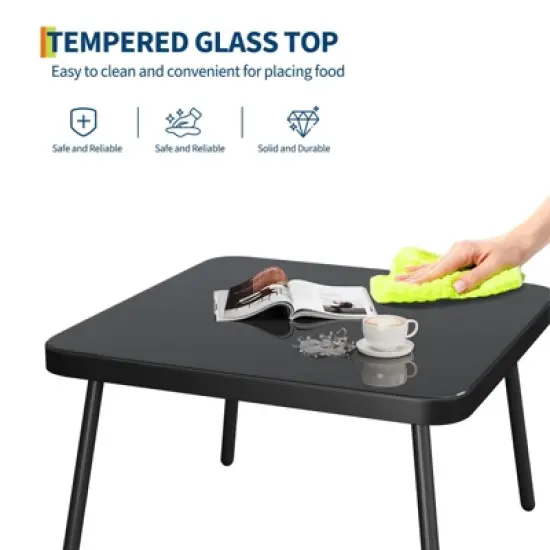 4 Piece Patio Sofa Set with Loveseat, Two Wicker Chairs and Glass Coffee Table, Outdoor Furniture Set for Balcony and Garden image {6}