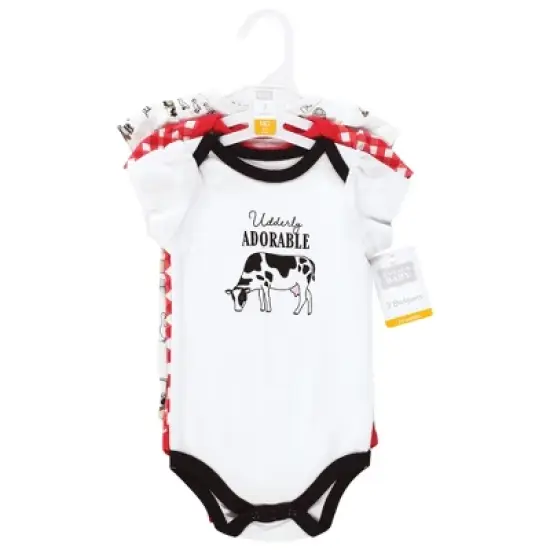 Hudson Baby Infant Girl Cotton Bodysuits, Udderly Adorable image {1}