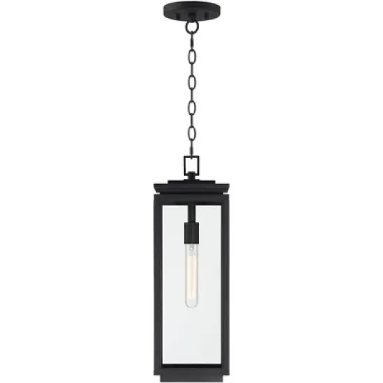 Possini Euro Design Atkins 21 1/2" High Modern Outdoor Pendant Light Fixture Ceiling Porch House Hanging Matte Black Die Cast Metal Clear Glass Shade image {5}