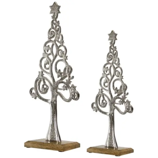Northlight Starry Trees Metal Christmas Decorations - 18.5" - Silver - Set of 2 image {3}