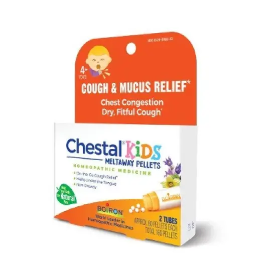 Chestal Kids Pellets 2 MDT by Boiron Homeopathic Medicine For Cough & Mucus Relief  -  2 Tubes Pellet image {4}
