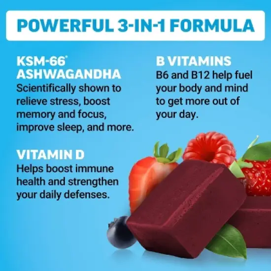 Force Factor Amazing Ashwa Dietary Supplements Soft Chews - Triple Berry - 60ct image {3}