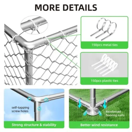 XBRIGH Outdoor Dog Kennel with Waterproof Cover,UV-Resistant Roof and Secure Locking Mechanism for Large Dogs,Durable Metal Enclosure image {4}