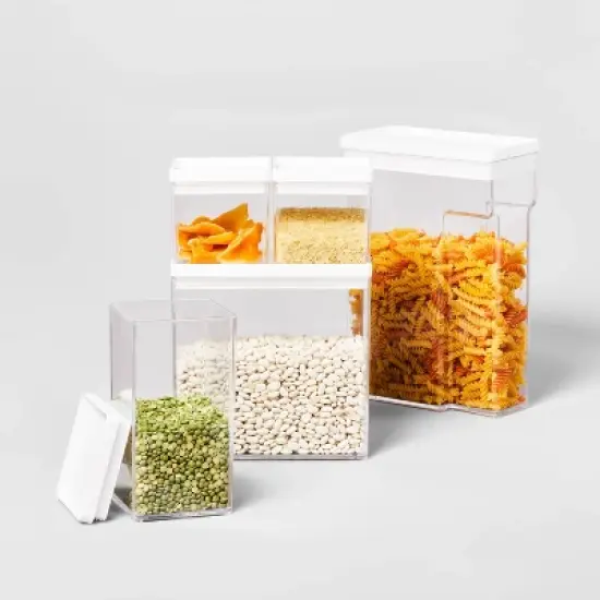 12.6c Tall Rectangle Plastic Food Storage Container - Brightroom: Stackable Cereal & Rice Storage, 8" H image {3}