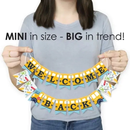 Big Dot of Happiness Back to School - First Day of School Classroom Decorations Mini Pennant Banner - Welcome Back image {2}