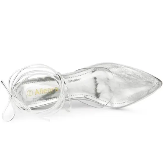 Allegra K Women's Clear Heels Lace Up Strappy Stiletto Heel Sandals image {4}