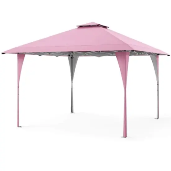 Costway 13 X 13 FT Pop up Gazebo Outdoor Canopy Tent with Portable Carrying Bag 8 Stakes Pink/Gray/Beige/Khaki image {11}