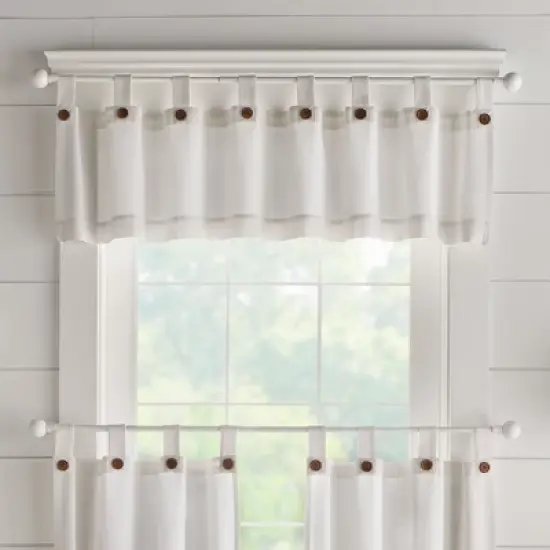 Tucker Solid Button Tab Top Window Kitchen Valance - Elrene Home Fashions image {3}