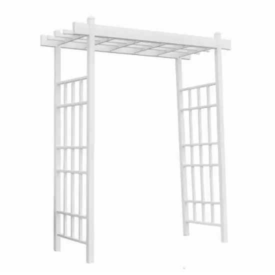 Dura-Trel Bakersfield 28 by 72 by 82 Inch Heavy Duty Weather Stabilized PVC Vinyl Outdoor Garden Arbor with Ground Anchors, White image {6}
