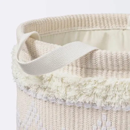 Tufted Fabric Medium Round Storage Basket - Khaki and Cream - Cloud Island&trade; image {2}
