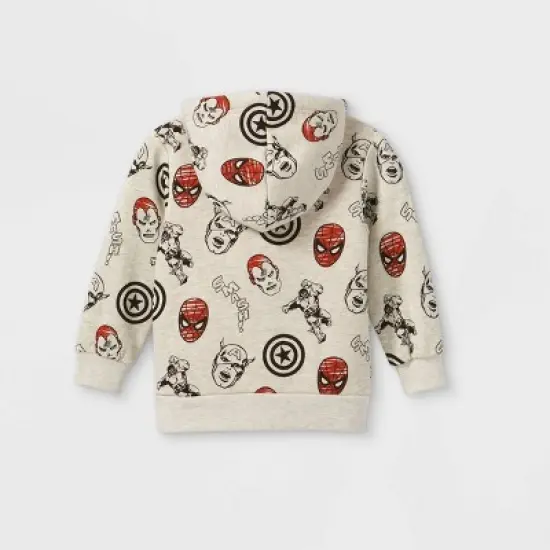 Toddler Boys' Marvel Sherpa Lined Hoodie - Beige image {1}