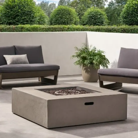 40 Inch Square Outdoor Fire Table with 50,000 BTU and Smooth Concrete Design image {6}