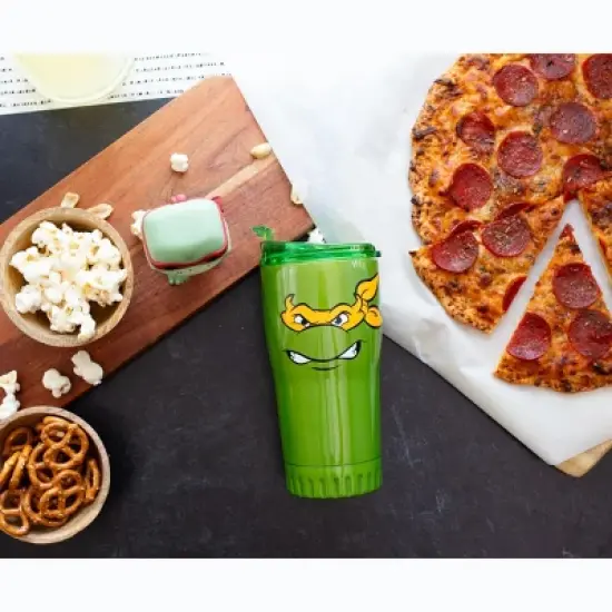 Silver Buffalo Teenage Mutant Ninja Turtles Michelangelo Stainless Steel Tumbler With Lid image {2}