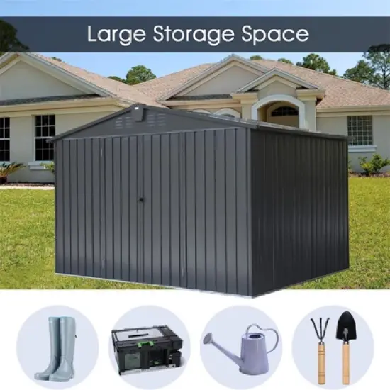 Syemin Deck Boxes Durable, Horizontal Compact Storage Shed for Garden, Backyard, Patio, Closet Deck Box, Black, 118.43"*95.12"*76.57" image {2}