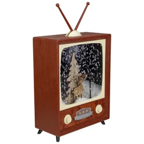 Northlight LED Lighted Musical Snowing Reindeer TV Set Christmas Decoration - 12" image {3}