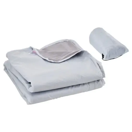 VEVOR Camping Blanket, Large Warm Wearable Stadium Blanket, Waterproof & Windproof, Polyester Fleece, Flame Retardant, 79" x 59", Light Grey image {8}