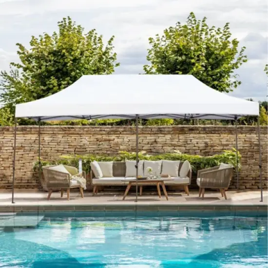 EROMMY 10 Ft. D x 20 Ft. W Steel Pop-Up Canopy image {1}