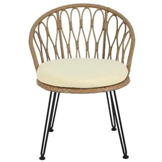 FIONECA 3-Piece Outdoor Leisure Set with 2 Rattan Chairs and Round Glass Table for Patio, Balcony, or Courtyard image {7}