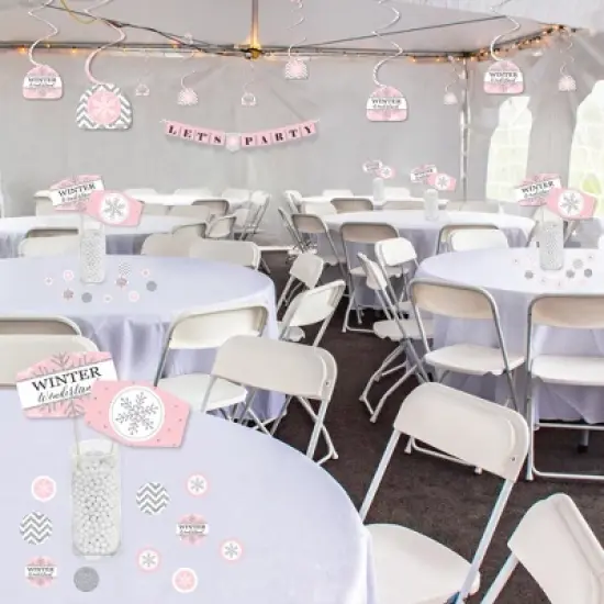 Big Dot of Happiness Pink Winter Wonderland Holiday Snowflake Birthday Party and Baby Shower Supplies Decoration Kit Decor Galore Party Pack 51 Pc image {2}