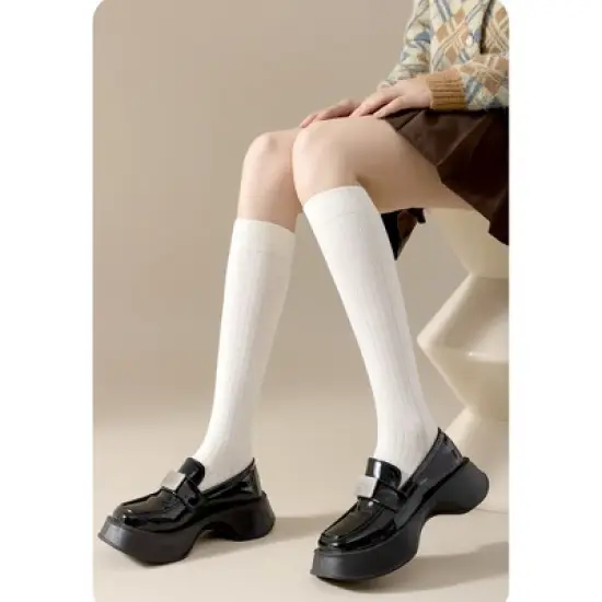 Anna-Kaci Women's 3-Pack Ribbed Knee High Compression Socks Seamless Toe Slim Fit Design image {4}