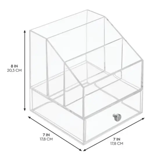 Clarity Cosmetic Palette Organizer with Drawer for Vanity or Cabinet to Hold Makeup, Beauty Products, Hair Accessories - 3 Compartments - Clear image {1}