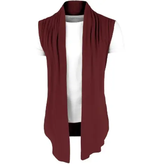 Lars Amadeus Men Casual Open Front Sleeveless Irregular Hem  with No Button Cardigan Vest image {10}