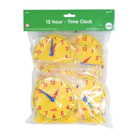 Learning Advantage Geared 12-Hour Time Clock, Student Size, Set of 6 image {2}