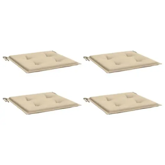 vidaXL Outdoor Garden Chair Cushions- Set of 4, Beige, Oxford Fabric, 19.7"x19.7"x1.2", Foam Fiber Filling, with Ropes image {2}