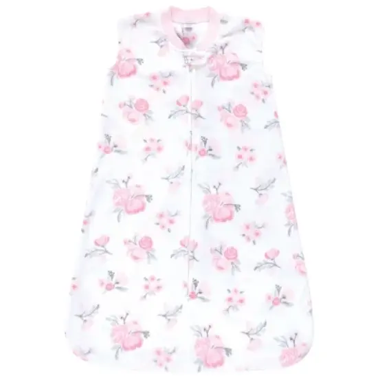 Hudson Baby Infant Girl Plush Sleeping Bag, Sack, Blanket 2pk, Basic Pink Floral image {2}