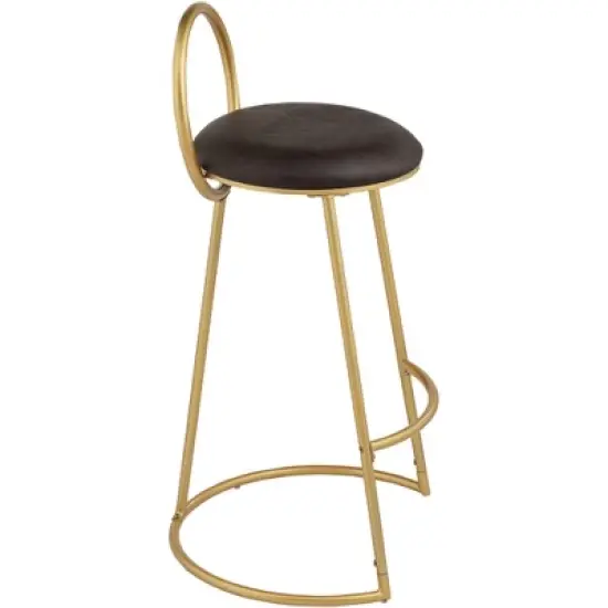 55 Downing Street Gold Swivel Bar Stool 30 1/2" High Industrial Brown Faux Leather Cushion for Kitchen Counter Height Island Home image {7}